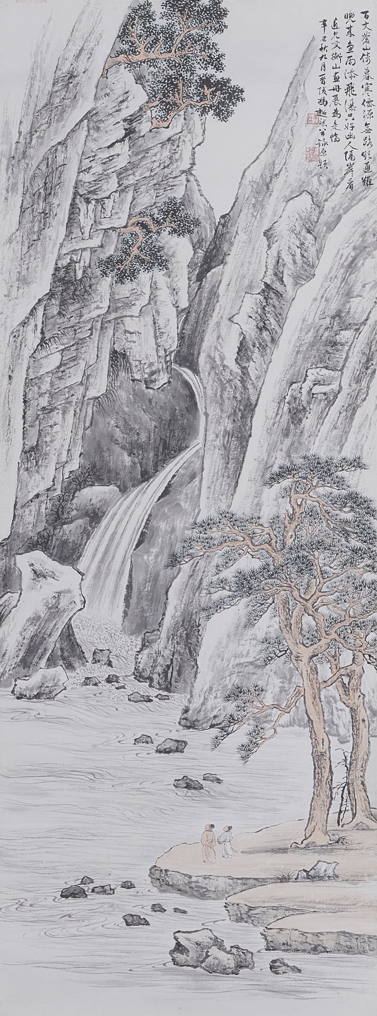 馮超然 松巖觀瀑